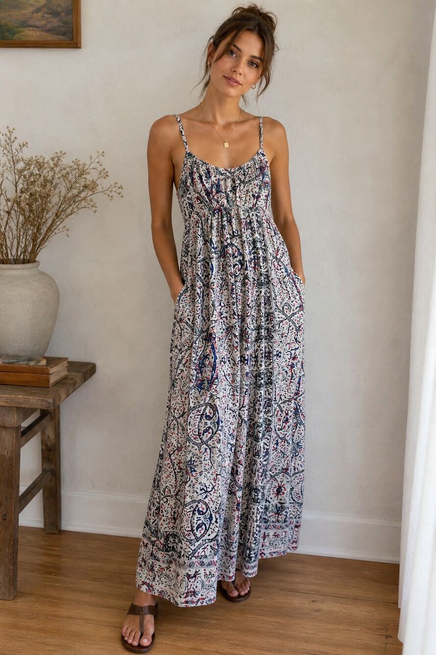 Jigsaw 100% Silk Maxi Dress Boho Paisley Silk Sundress Y2K Romantic Cottage | 4